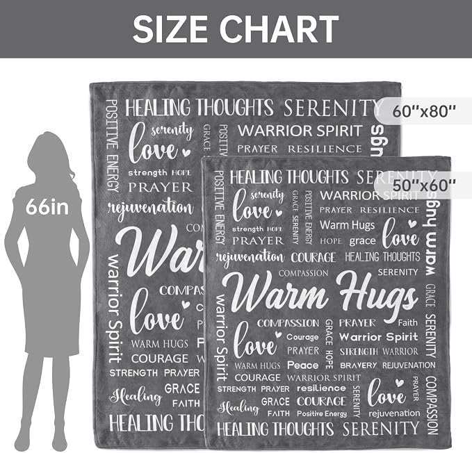 Warm Hugs Healing Blanket, Get Well Gifts for Women Men | Cancer Care, Chemo, After Surgery, Get Well Soon, Thinking of You Gifts, Soft Throw Blanket 60" x 80''
