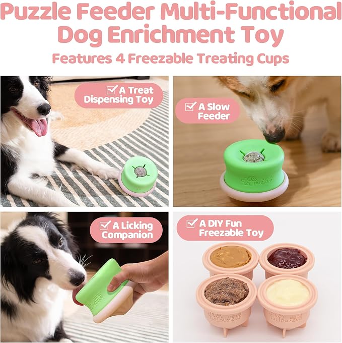 Puzzle Feeder Dog Puzzle Toys, Interactive Enrichment Dog Toys for Mental Stimulation, Slow Feeding, Treat Dispensing, and Freezable Fun to Keep Them Busy,Pink