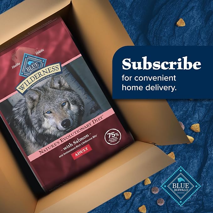Blue Buffalo Wilderness Salmon & Wholesome Grains Adult Dry Dog Food, 24 lb | 39g Protein, Real Salmon #1 Ingredient, Antioxidant-Rich Fruits & Veggies, High Protein to Fuel Adventures