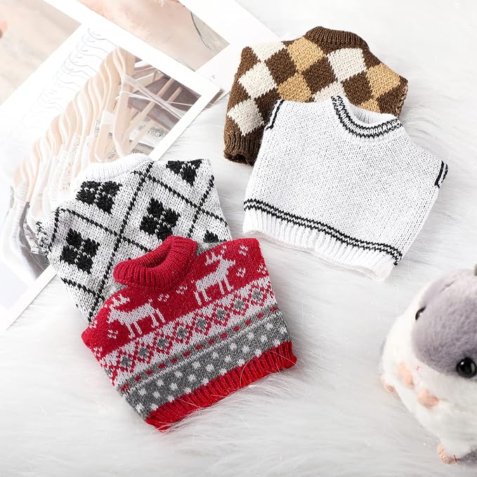 4 Pieces Guinea Pig Clothes Small Animal Rabbit Warm Vest Costume for Ferret, Bunny, Guinea Pig, Squirrel Halloween Party Cosplay Photo Shoot T-Shirt Winter Pet Sweatshirt