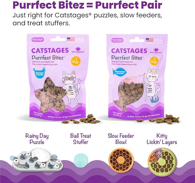 Catstages Nina Ottosson Rainy Day Puzzle & Play Cat Toy Treat Puzzle, 14" | Level 3 Advanced, 19 Hidden Treat Cups, Problem Solving, Interactive Enrichment, Slow Feeder, Indoor Cats & Kittens