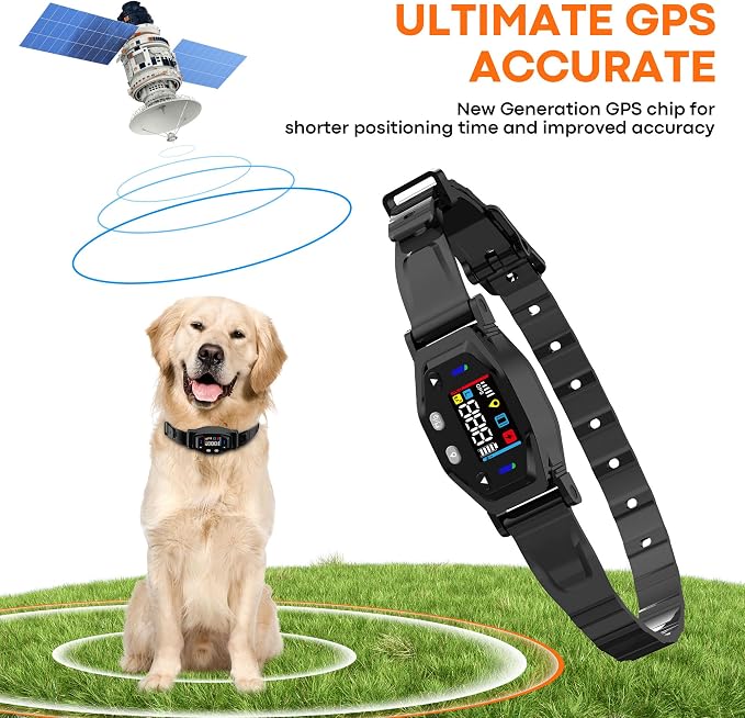GPS Wireless Dog Collar Fence System, Electric Fence for Dogs with UBLOX Chip, 55-6000FT Range, 4-Zone Progressive Correction & 3 Modes, IPX7 Waterproof GPS Dog Collar for Outdoor Use