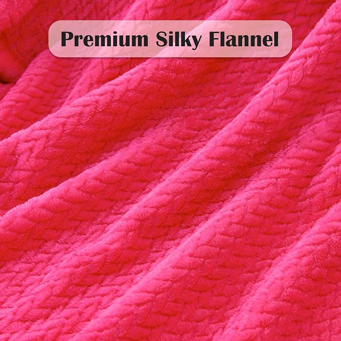 NEWCOSPLAY Fleece Leaves Pattern Twin Blanket, Dark Rose Red, 60"x80" | Super Soft Throw Blanket, Lightweight Cozy Bed Sofa Blanket, Premium Silky Flannel Fleece, Travel Blanket for All Season Use
