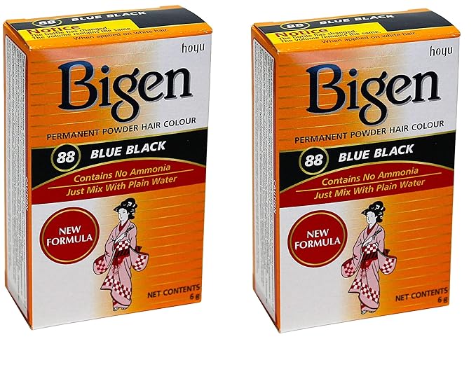 Bigen Permanent Powder Hair Color 88 Blue Black 1 ea (Pack of 2)
