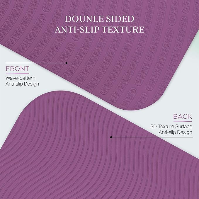 Extra Thick 12mm Exercise Mat – 74"L x 26"W Inch, Non-Slip, Joint-Friendly & Cushioned Fitness Mat for Yoga, Pilates & Floor Workouts – Durable, Supportive & Includes Feetlu Classic Strap