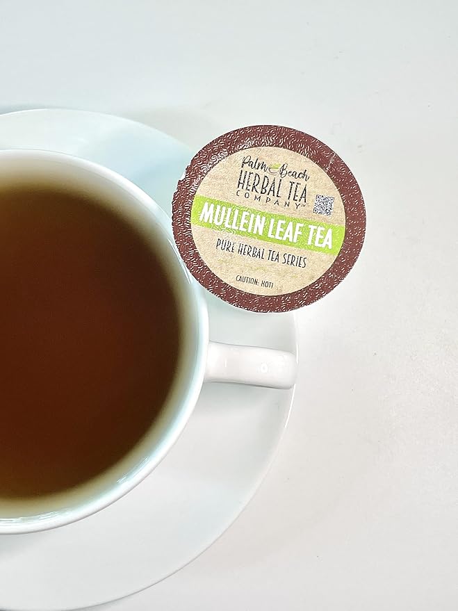 Palm Beach Medicinal Herbs - Mullein Leaf Tea T-CUP™ Pods Single Cup Brew Pods Compatible with Keurig K-Cup Single-Serve Brewers (12 Count)