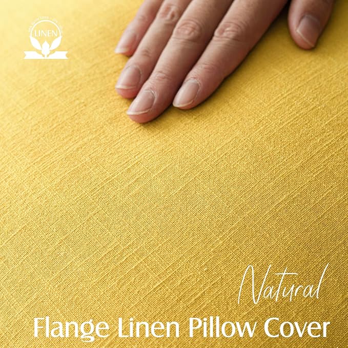 Foindtower Pack of 2, Decorative Linen Solid Throw Pillow Covers Accent Lumbar Cushion Case Boho Farmhouse Pillowcase for Chair Couch Sofa Bedroom Living Room Home Decor 12 x 20 Inch Ginger Yellow