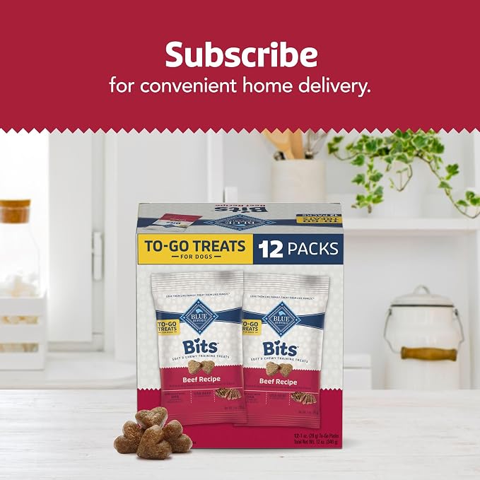 Blue Buffalo Bits Beef Training Treats, 1 oz, 12 ct | Real Beef First, DHA for Cognitive Development, No Chicken By-Product Meals, Free from Red Dye 40