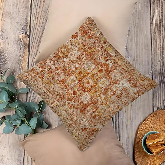 Boho Throw Pillow Covers 22x22 inch Set of 2,Boho Vintage Carpet Pattern Antique Ethnic Decor Double Sided Pattern Cushion Cover Soft Pillow Case Living Sofa Room Bed Square Pillow Cover