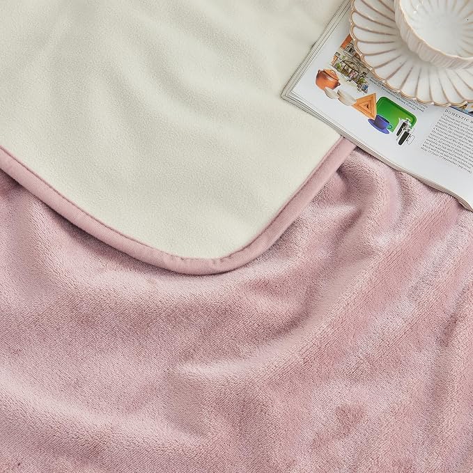 Waterproof Blanket Bed Cover 60"x80" for Adults or Pets, Dusty Pink | Soft Pet Blanket for Dogs Cats, Reversible Leakproof Blanket for Bed Couch Sofa, Furniture Protector