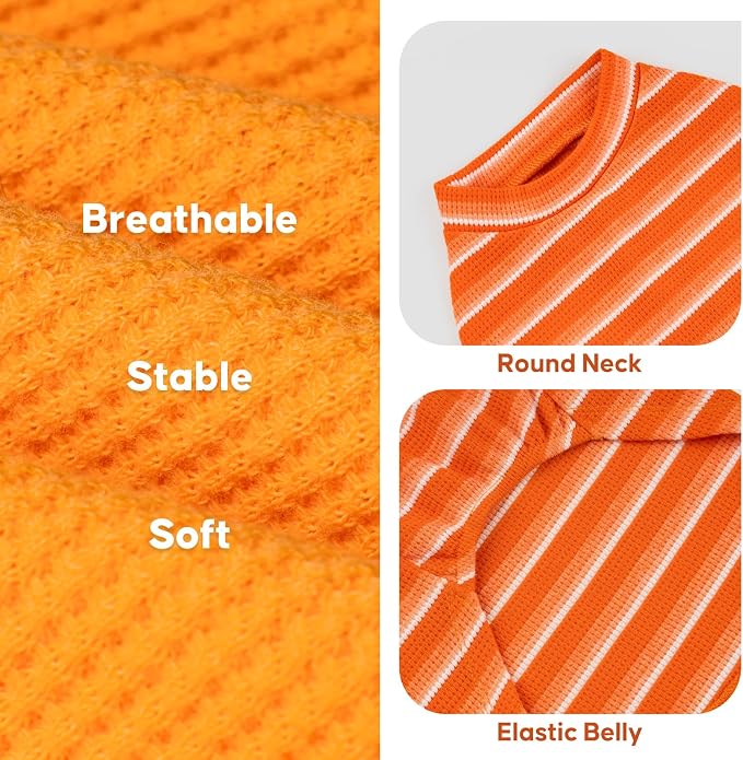 KYEESE 2Pack Waffle Dog Shirt for Small Dogs Striped Dog Sweater Tank Top | Cozy Warmth, Lightweight & Breathable, Gentle on Sensitive Skin, Stretchy & Free to Move, Comfortable Daily Wear