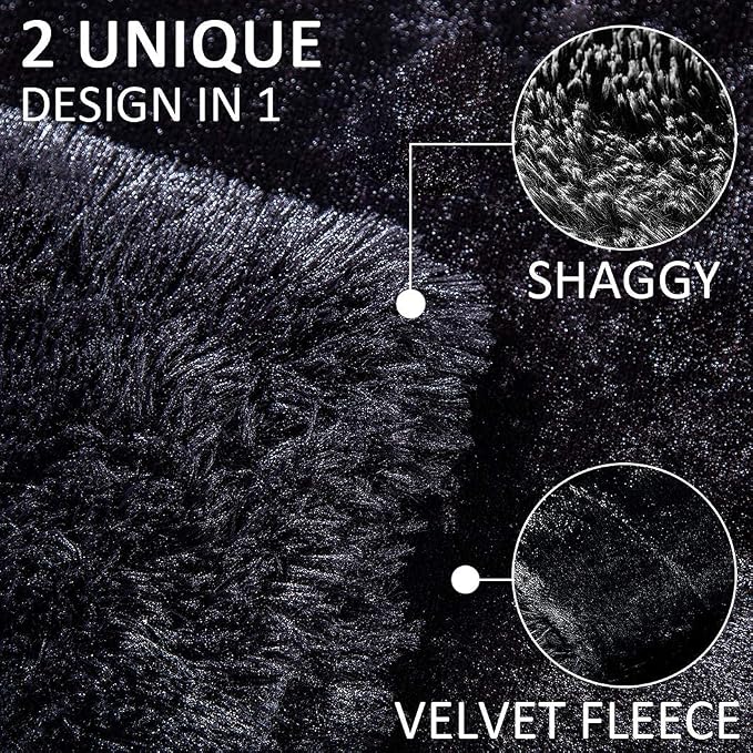 YUSOKI Long Faux Fur Twin Size Blanket, Black, 60" x 80" | Ultra Soft, Lightweight for All Season Use, stays fluffy after repeated washes, Perfect Gifts, Machine Washable