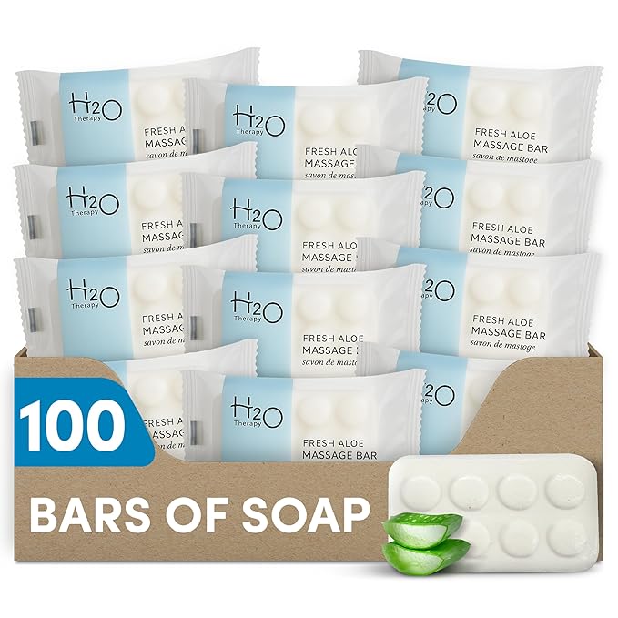 1-Shoppe All-in-Kit H2O Massage Bar Soap, Travel Size Hotel Amenities, 1 oz (Case of 100)