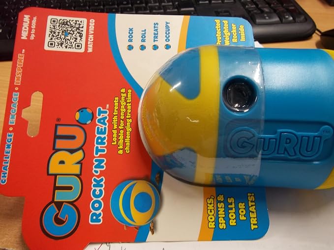 GURU Pet Rock 'N Treat Toy with Capsule-Shaped Design - Medium Interactive Dog Toy with Rocking Motion for Fun Play – Engaging Dog Enrichment Toy with Easy Loading for Slow Feeding & Interactive Play