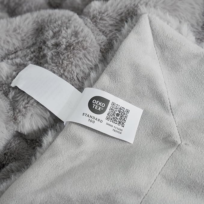 Cozy Bliss Deluxe Sheared Rabbit Faux Fur Throw Blanket, Grey 60"x80" | High-Low Sculpted, Soft Fuzzy, Plush Blanket for Couch, Cozy Home Accent, All Season Use