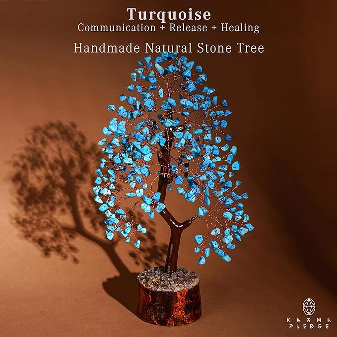 Crystal Tree of Life Birthday Gifts for Women, Men, Handmade Home Decor, Office, Room Decoration, Turquoise Reiki Healing Crystal Chakra Tree for Money, Good Luck Gifts for Her, Mom & Dad