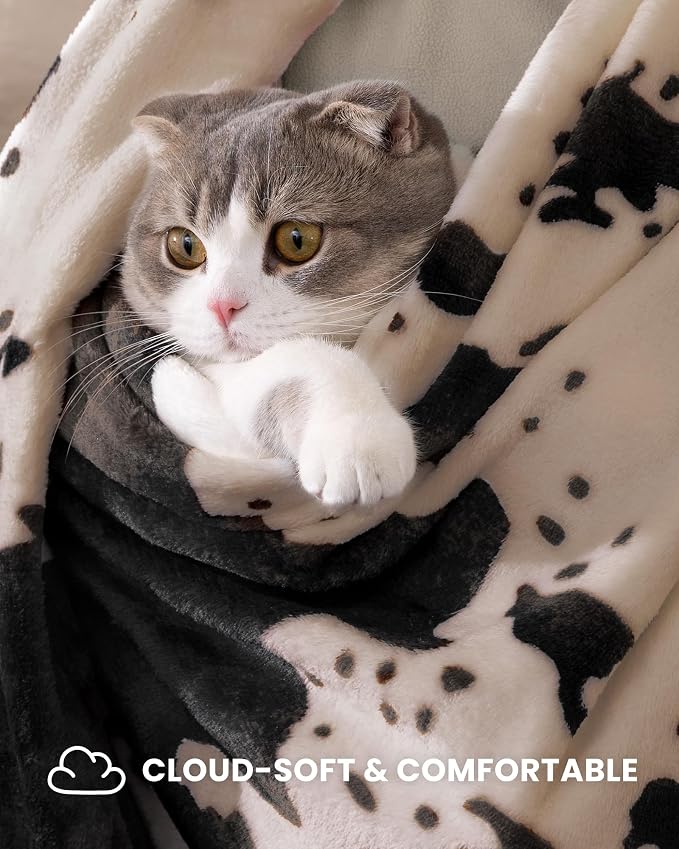 Cow Print Blanket Ultra Soft Flannel Throw Blanket for Couch Bed, Cute Cozy Lightweight All-Season Fleece Blanket Twin, Gift for Women & Girls, 60×80 Inches Pink