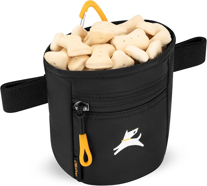 OllyDog, Goodie Treat Bag, Dog Treat Training Pouch | Magnetic Closure | 3 Ways to Wear | Hands-Free Waist Belt | Water-Resistant Recycled Vegan Fabric (Raven S'25)
