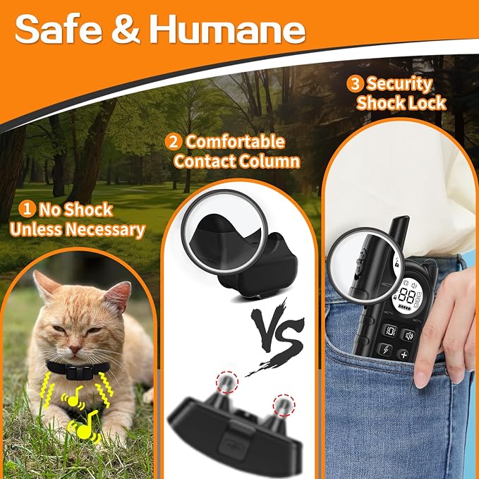 Smallest Cat Shock Collar, Ultra-Light Cat Training Collar with Remote for Cats 5–15lbs & Small Dogs, Waterproof, Rechargeable, 1300ft Range (Black)