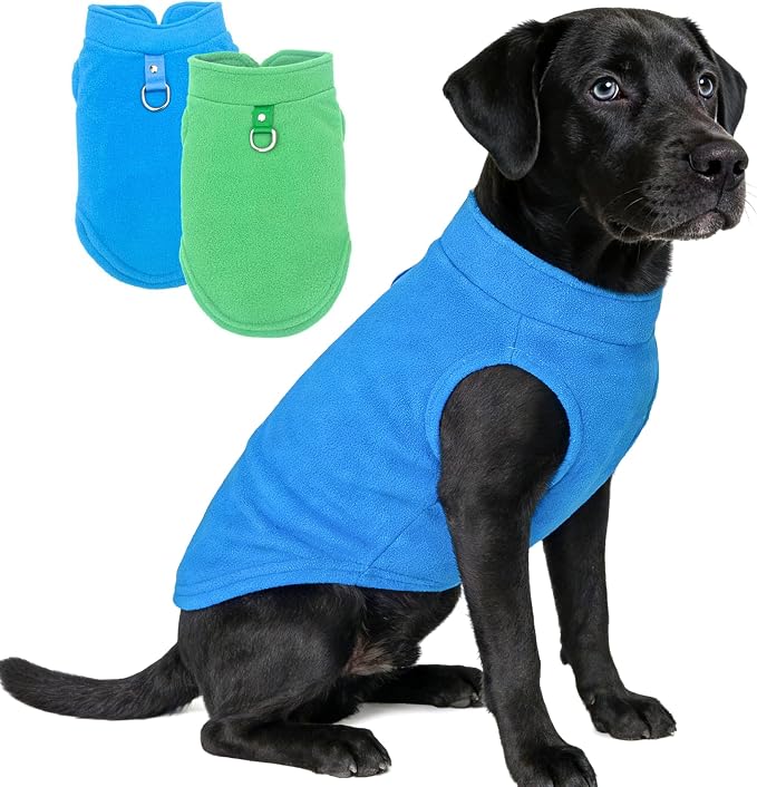 2 Pack Large Dog Sweater, XXXL Dog Sweater, Fleece Dog Sweaters with Leash Ring Winter Warm Pet Sweater Thick Clothes Pullover Dog Sweatshirt Coat,XXXL (Blue,Green)