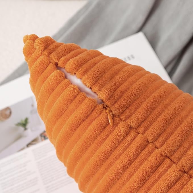UGASA 14x36 Inch Pillow Cover Pack of 1 Soft Boho Stripe Corduroy Large Long Rectangle Lumbar Cushion Case Farmhouse Decorative Throw Pilowcase for Bed, Couch, Sofa, Bedroom, Living Room, Orange