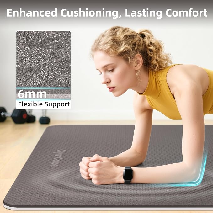 Extra Large Yoga Mat – 72"x48" or 78"x57", 1/4"–1/2" Thick Mat for Women & Men, TPE Non-Slip Pilates Mat for Home Gym, Yoga, Stretching, Meditation
