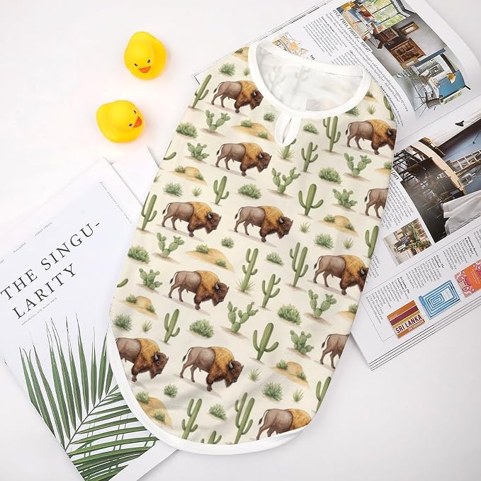 Soft Cat Shirt Pet Breathable Clothes Dog Tank Tops Pet Vintage Western Buffalo Cactus Retro Bisons Mountain Wild West Cute Dress Decor