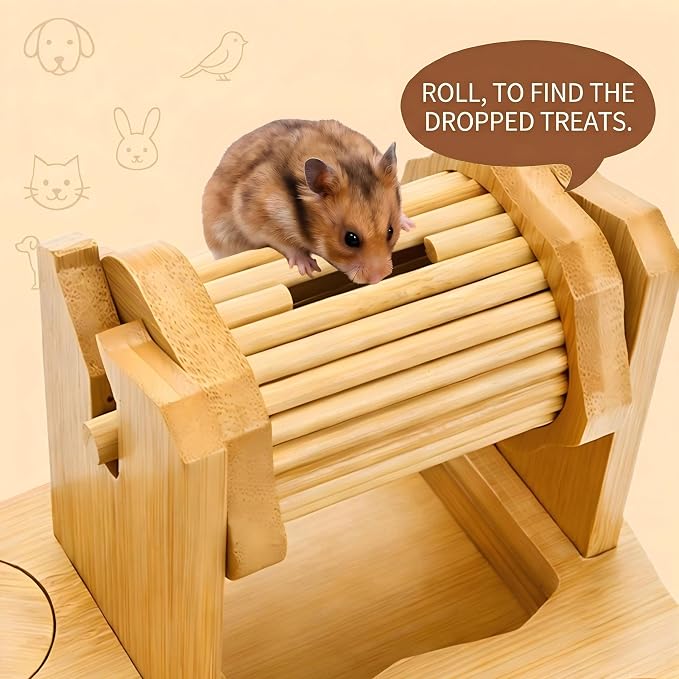 6-in-1 Guinea Pig Foraging Toys, Bamboo Hamster Enrichment Toys, Snuffle Puzzle Feeder with Hide Treats for Small Animals, Rabbits, Chinchilla, Rat