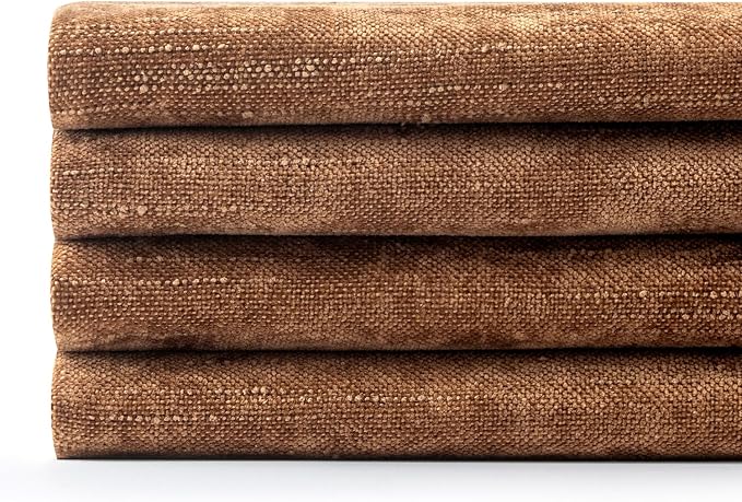 MIULEE Pack of 4 Fall Decorative Throw Pillow Covers 18x18 Inch Chenille Textured Throw Pillows Boho Farmhouse Rustic Cushion Covers Vintage Home Decor for Couch Sofa Bed Living Room，Camel