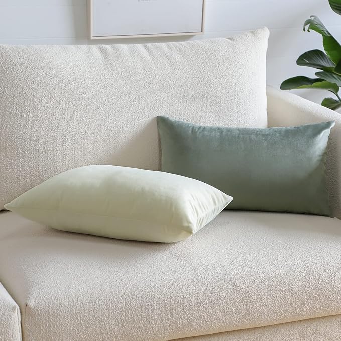 Artscope Luxury Velvet Pillow Covers Super Soft Decorative Rectangle Throw Pillow Covers Case Cushion Covers for Sofa Couch Bedroom Car Decor 16x24 Inch Cream White