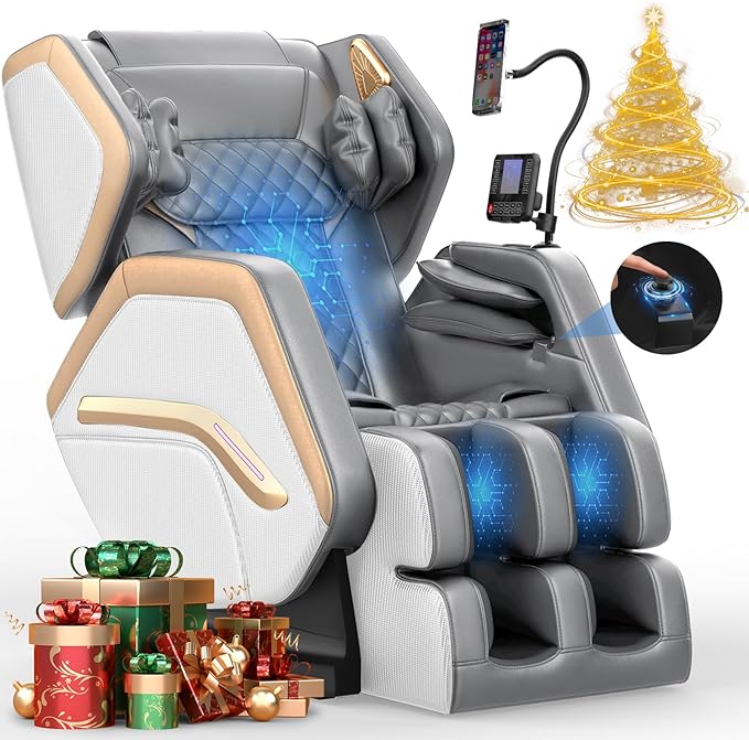 Massage Chair Full Body, Zero Gravity Massage Chair 2025 for Back Fatigue with 10 Fixed Rollers, Airbags, Heating, Phone Controller, Bluetooth Speaker, Nightlights for Living Room, Bedroom