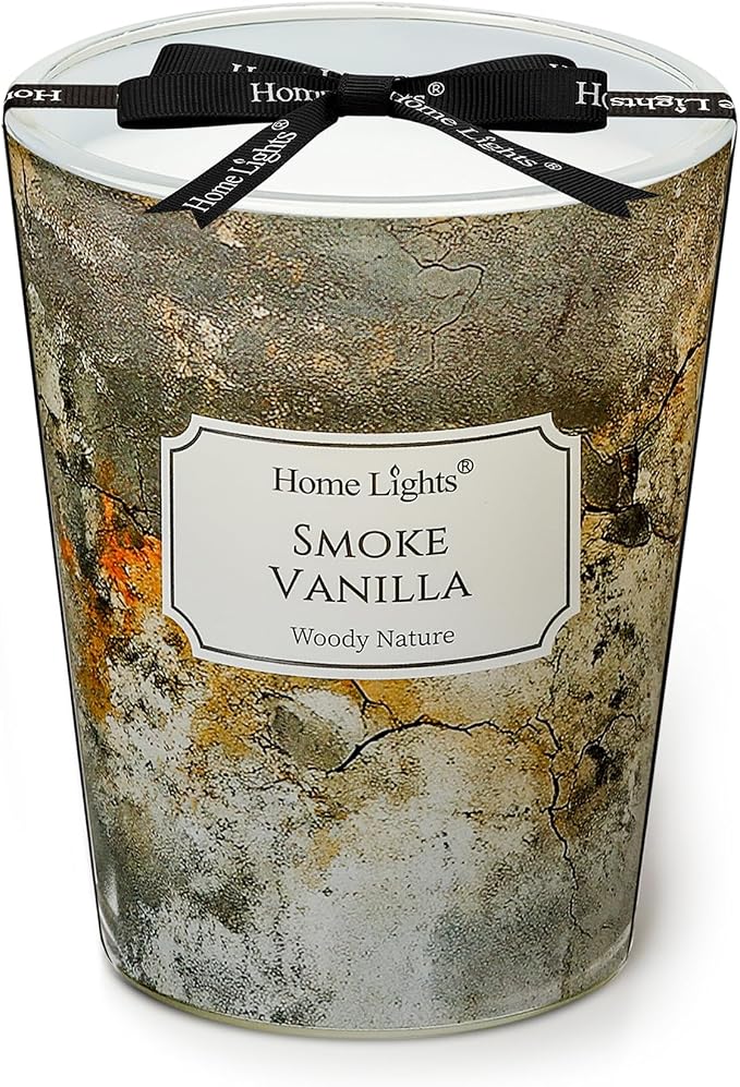 HomeLights Large jar Candle | 1-Wick Long-Lasting Scented Candles, 6.7oz Natural Soy Wax Candle for Home Scented, Industrial Chic Gifts for Women & Men, Smoke Vanilla