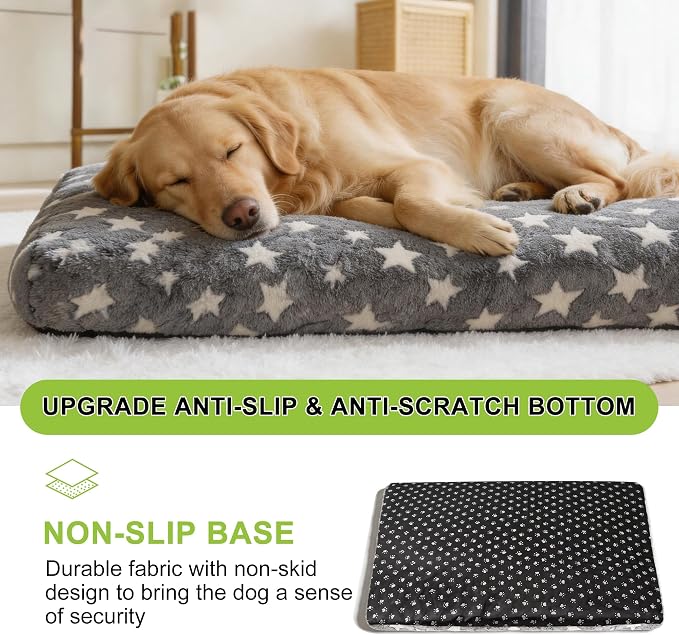 Orthopedic Dog Bed for Large Dogs, Washable Dog Mat with Removable Zippered Cover, Non-Slip Bottom, Comfort Crate Bed (Grey, L(35"*23"*3.1"))