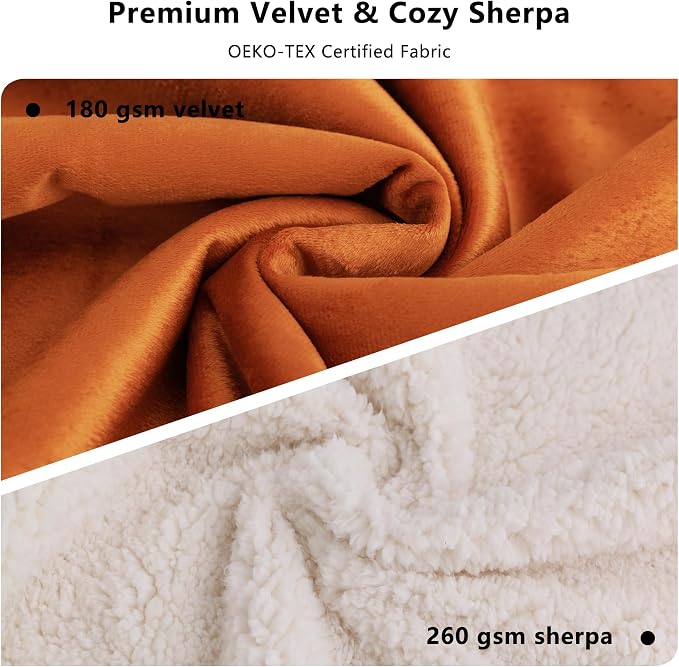 Waterproof Blanket for Dogs - Pet Throw as Furniture Protector | Cozy Sherpa & Smooth Velvet, Reversible and Machine Washable, for Couch, Bed, or Travel, 40"x50", Orange