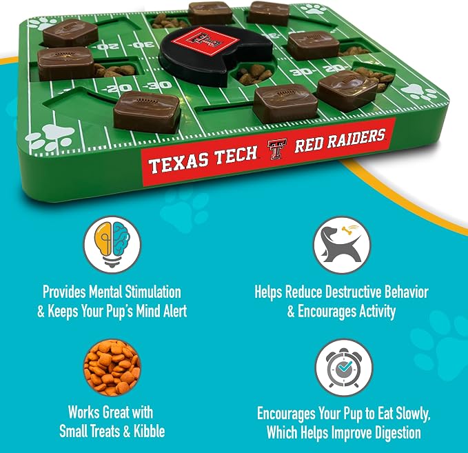 Pets First NCAA Texas TECH Raiders Puzzle Toy, Puzzle Treat Dog Toy, Interactive Dog Treat Toy, Dog Puzzle Feeding Slow Toy