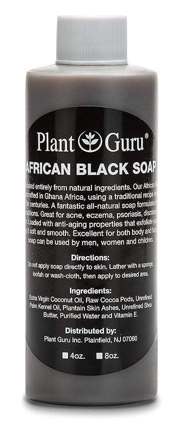 African Black Soap Liquid 4 oz. 100% Raw Pure Natural From Ghana. Acne Treatment, Aids Against Eczema & Psoriasis, Dry Skin, Scars and Dark Spots. Great For Pimples, Blackhead, Face & Body Wash