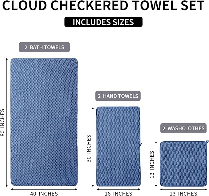 Oversized Bath Towels 40x80 Inches Extra Large Bath Sheets for Adults Super Soft Quick Dry Highly Absobent Microfiber Shower Towels for Bathroom（Blue, 6Piece