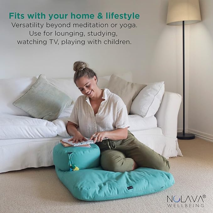 NOLAVA Round Zafu Cushions 15"x6" & Zabuton Meditation Cushions 32"x28"x3" - Premium Comfort for Mindful Practices - Yoga Bolster Pillow & Meditation Floor Pillow Essentials
