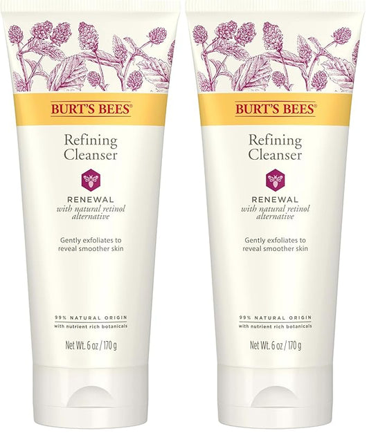 Burt's Bees Renewal Refining Cleanser with Bakuchiol Natural Retinol Alternative,6 Oz (Package May Vary),(Pack of 2)