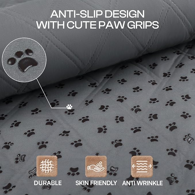 Luciphia Waterproof Couch Cover for Dogs, Non-Slip Pet Sofa Protector | Non-slip waterproof couch cover scratch-resistant machine washable protects sofa bed from spills fur claws, Grey, 82" x 120"