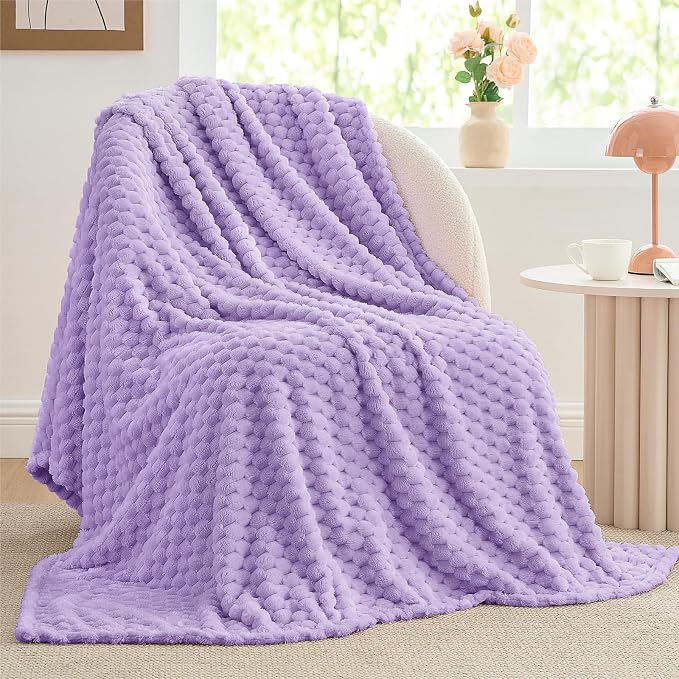 BEDELITE Lavender Throw Blanket for Couch, Soft Cozy Gifts for Women, 50*60 | 3D Jacquard Decorative Fleece Blanket, Super Soft Plush Throw, Cute Birthday Gift for Women & Men, Suitable for All Seasons