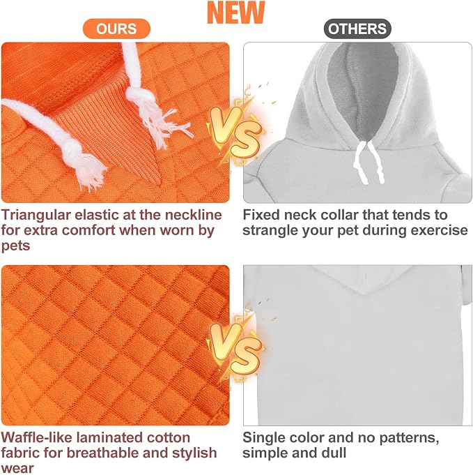 BEAUTYZOO Dog Hoodies Sweater for Large Dogs,Waffle‑Like Laminated Pet Coat | Warm Dog Sweatshirt with Pocket & Leash Hole,Pullover Clothes for Girl Boy Dogs,Stretchy & Easy‑On‑Off,Labrador & Great Danes