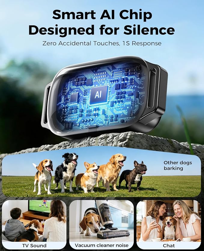 ROJECO 2-in-1 Dog Shock Collar & Bark Collar,Smart Anti-Barking for 2 Dogs | 3300FT Remote/IPX7 Waterproof/Beep,Vibration,Shock Modes/LED Light/TypeC Rechargeable/for Small Medium Large Dogs/Green,Black