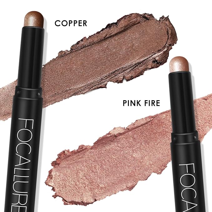 FOCALLURE 2 Pcs Cream Eyeshadow Stick,Brightener Eyeshadow Pencil Crayon,High Pigmented Eye Shadow Pen,Waterproof Long Lasting Eye Highlighter Stick,Straight-up Classy