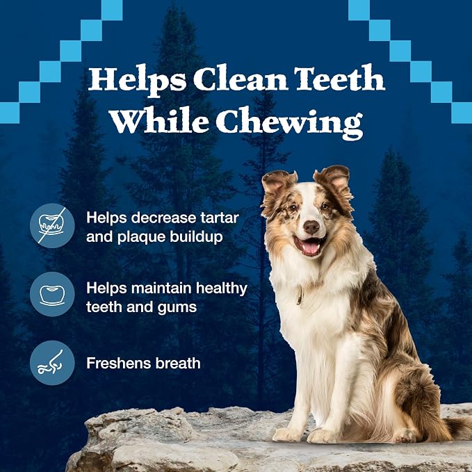 Blue Buffalo Wilderness Large Dog Dental Chews, Grain-Free, 10 oz | Reduces Tartar & Plaque, Freshens Breath, Sized for Dogs 50 lbs. and Up, No Artificial Preservatives