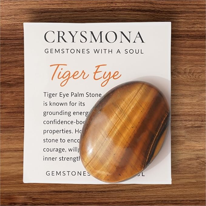 Large Tiger Eye Crystals Gemstone Polished Palm Stone Healing Crystals Thick Natural Reiki Worry Stone Energy Balancing Anxiety Stress Relief Meditation 1 Pc