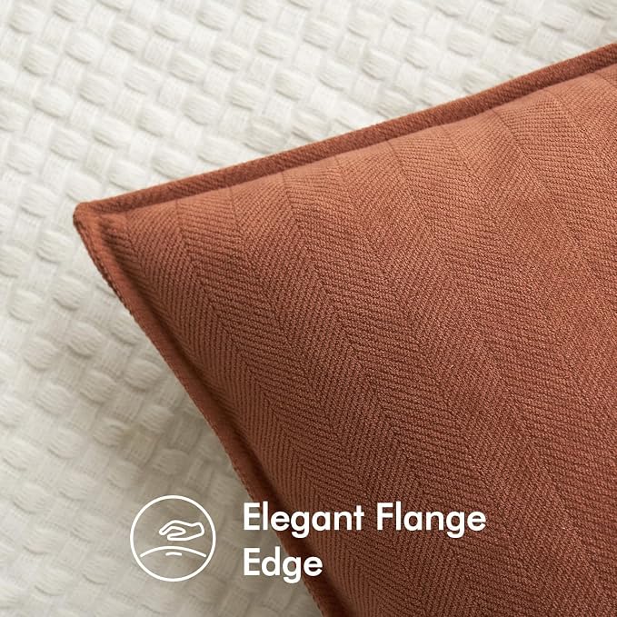 MIULEE Pack of 2 Fall Burnt Orange Decorative Chenille Pillow Covers 16x16 | Soft Couch Throw Pillows,Farmhouse Cushion Covers with Elegant Design for Sofa,Bedroom,Living Room,Spring Home Decor