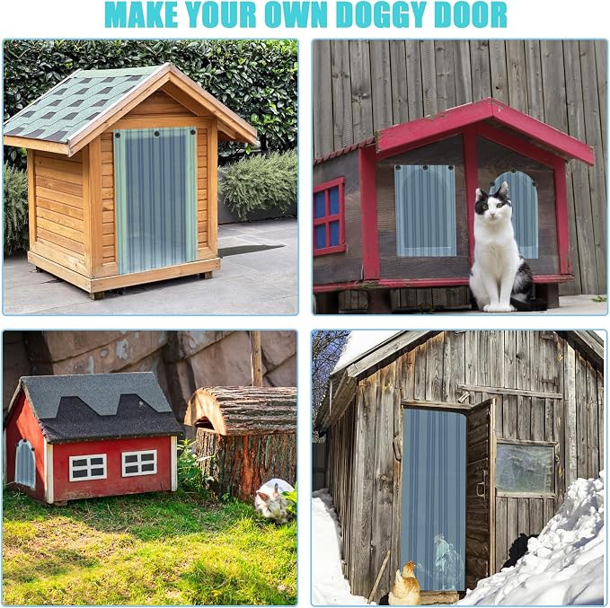 Dog Door Replacement Flap, 7.9 in x 4.9 ft | Pet Safe Plastic Vinyl Strip Transparent Doggie House Flap Strips for DIY Cat Dog Door, Easy to Cut & Install