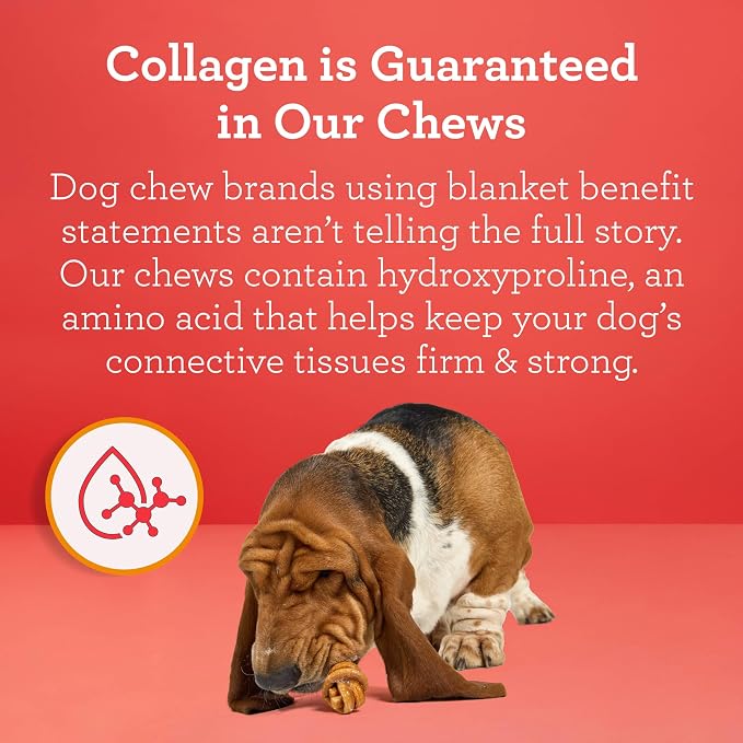 DreamBone CollaYUMS Knots Plus Collagen Rawhide-Free Dog Treats, 8 Count | Supports Hip and Joint Health, Daily Chew, Digests Safely and Completely, With Real Chicken & Peanut Butter, For Adult Dogs