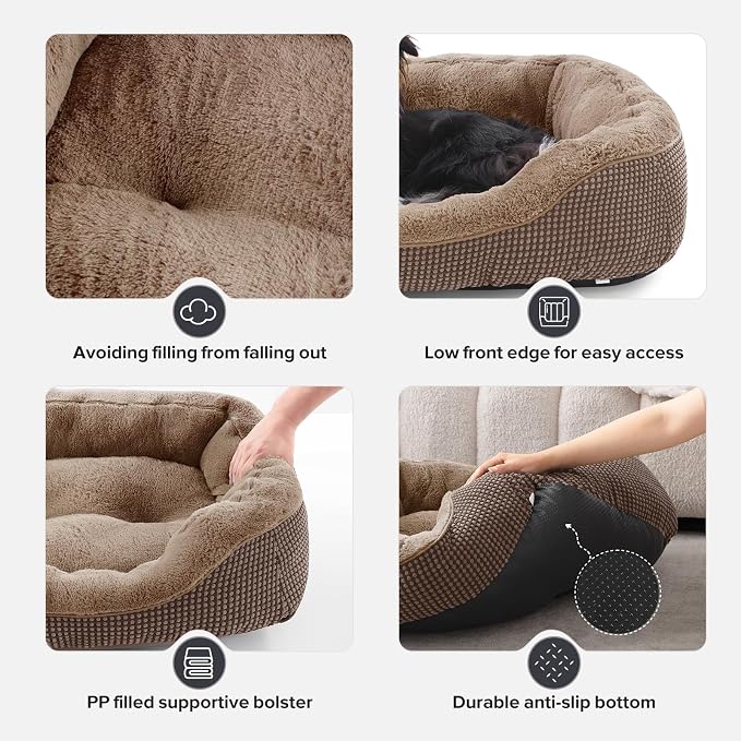 Small Dog Bed Orthopedic Warming Soft Calming Sleeping Durable with Anti-Slip Bottom
